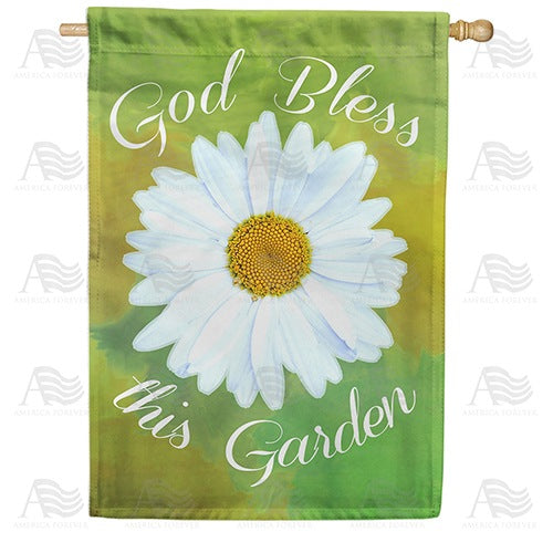 God Bless This Garden House Flag