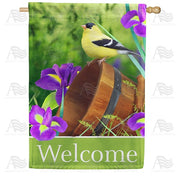 Goldfinch And Iris Welcome House Flag