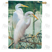 White Egrets House Flag