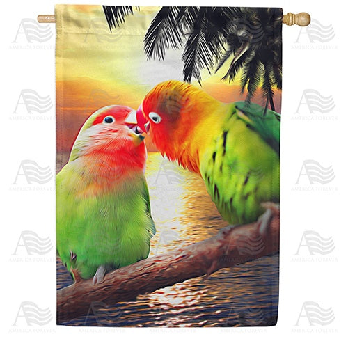 Kissing Lovebirds House Flag