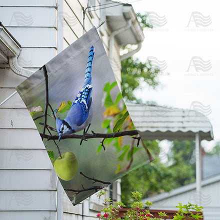 America Forever Blue Jay In Apple Tree House Flag