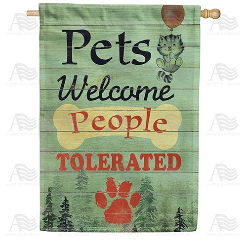 Pets Welcome Sign House Flag