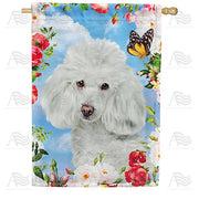 Pretty Poodle Closeup House Flag