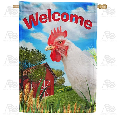 Rooster Welcome House Flag