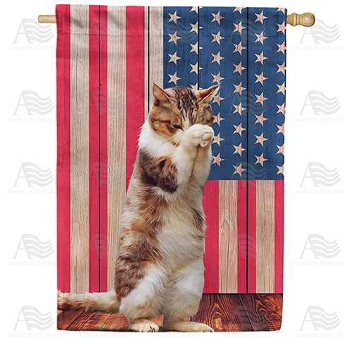 Cat Praying House Flag