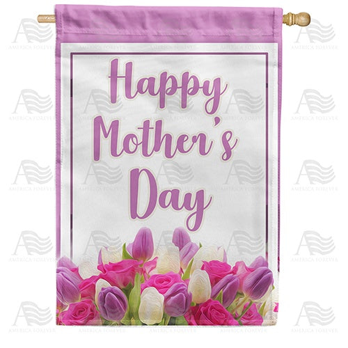 Watercolor Tulips For Mother House Flag