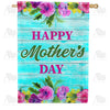Happy Mother's Day On Blue Wood House Flag
