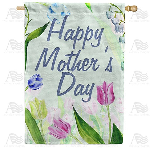Tulips And Snowdrops For Mom House Flag
