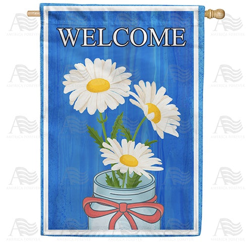 Daisies In Mason Jar House Flag