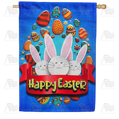 Easter Bunny Trio House Flag