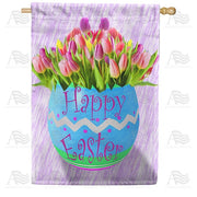 Tulips In Easter Egg House Flag