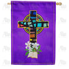 Stained Glass Cross House Flag