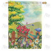 Spring Morning Bike Ride House Flag