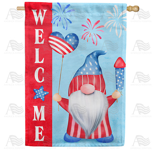 Gnome Celebrates America House Flag