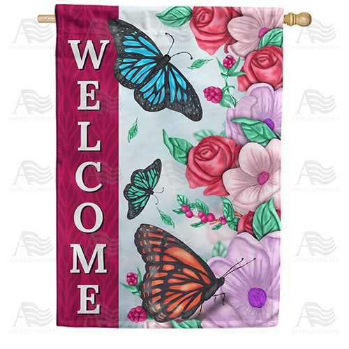 Stained Glass Butterflies House Flag