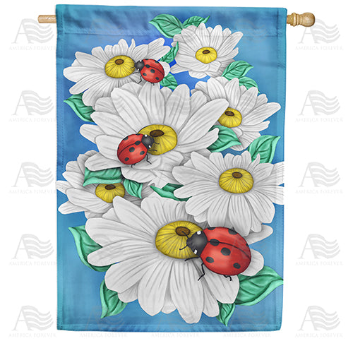 Ladybugs & Daisies House Flag