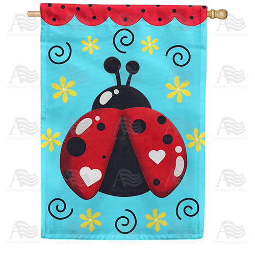 Ladybug Love House Flag