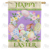 Easter Bunny Wreath House Flag