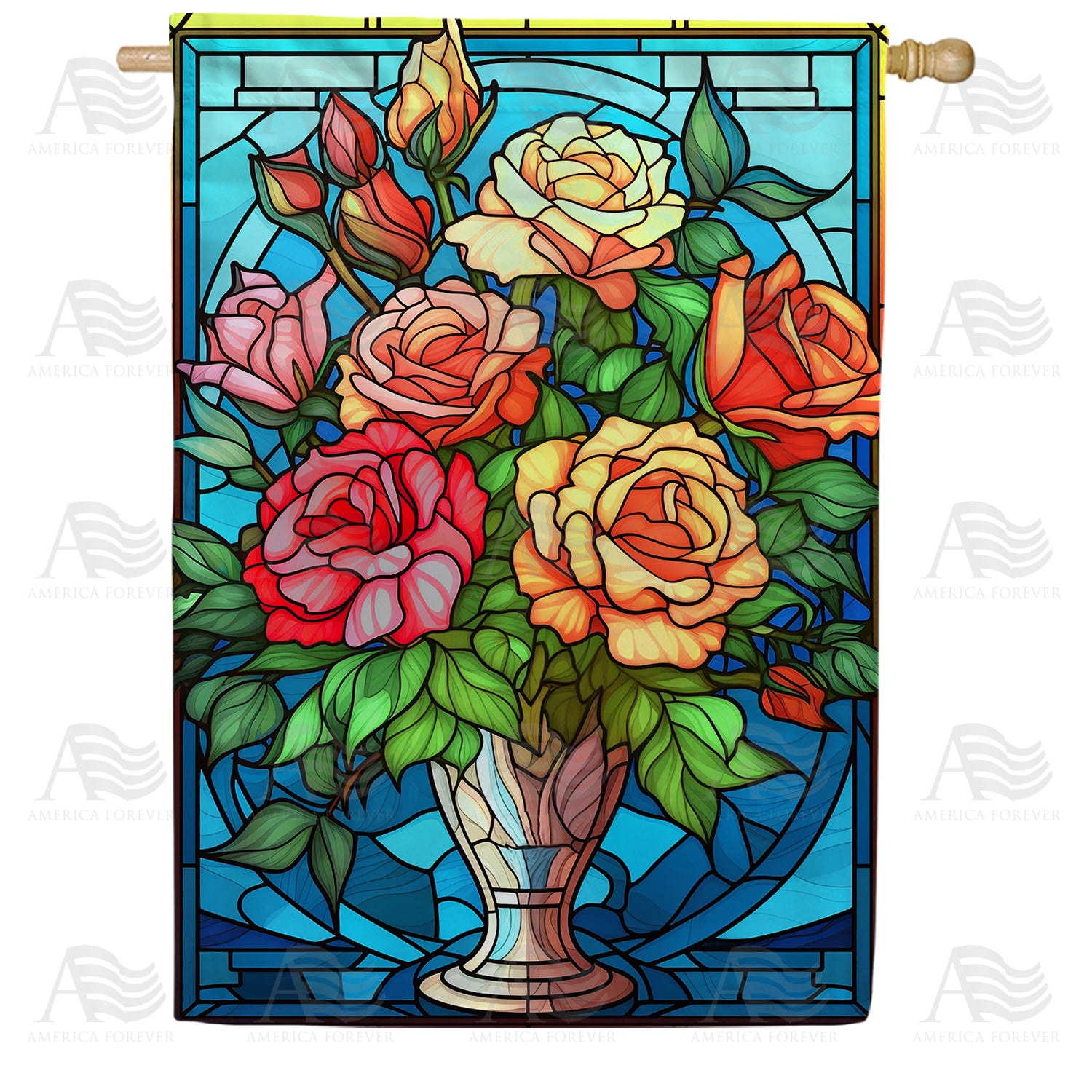 Vibrant Flower Vase House Flag