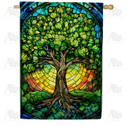 Tree Of Life Stained Glass House Flag