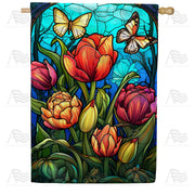 Iridescent Tulips House Flag