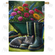 Garden Bliss Cat Nap House Flag