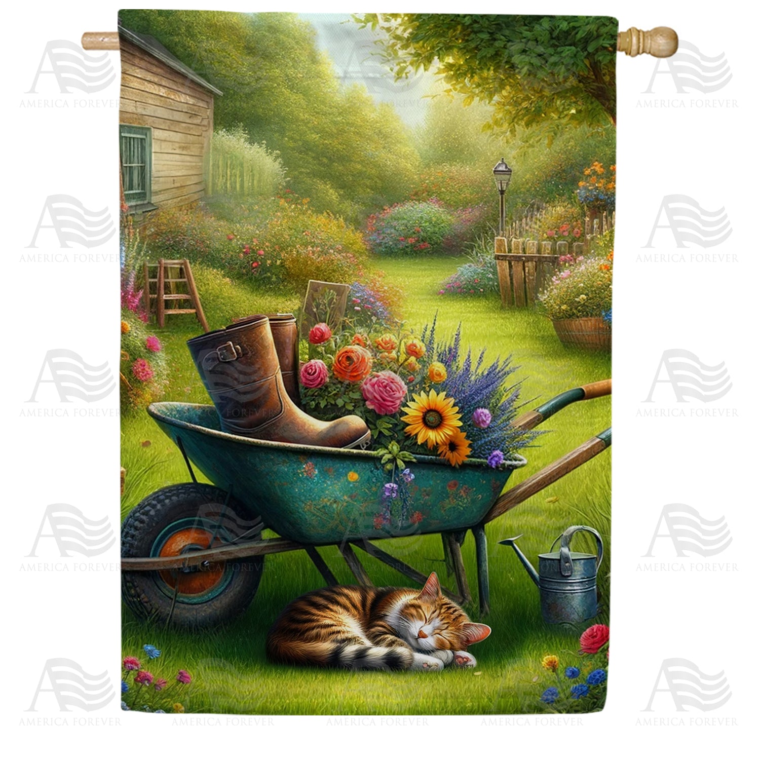 Serene Garden Retreat House Flag
