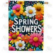 Vibrant Spring Showers Floral House Flag