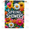 Vibrant Spring Showers Floral House Flag