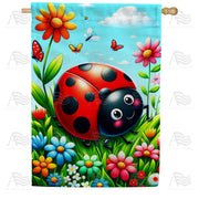 Ladybug's Delightful Garden House Flag