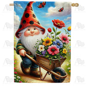 Joyful Gnome Gardener House Flag