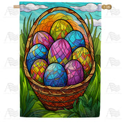 Stained Glass Easter Eggs Basket House Flag