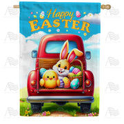 Easter Bunny and Chick Road Trip House Flag