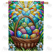 Stained Glass Easter Basket and Sunrise House Flag