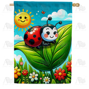 Cheerful Ladybug and Sunny Sky House Flag