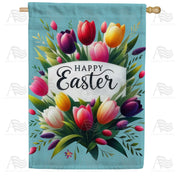 Tulip Bouquet Happy Easter House Flag