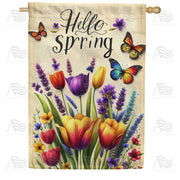 Hello Spring Floral Delight House Flag