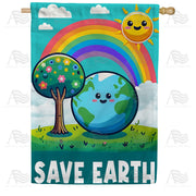 Playful Earth and Rainbow Joy House Flag