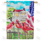 Patriotic Cardinals House Flag