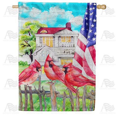 Patriotic Cardinals House Flag