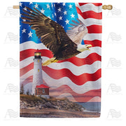 Patriotic Eagle House Flag