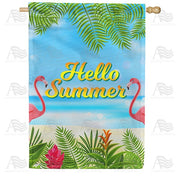 Twin Flamingo Summer Hello House Flag