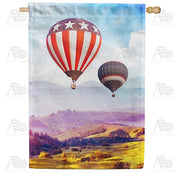 Patriotic Balloon Flight House Flag