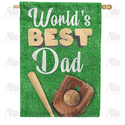 Best Dad Baseball House Flag