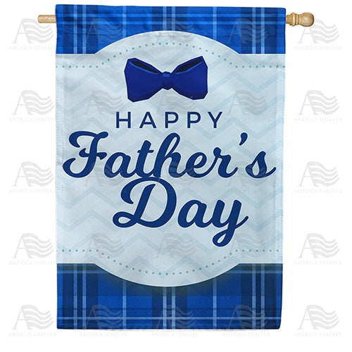 Father's Day Blue Plaid House Flag