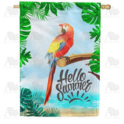 Macaw Says Hello Summer House Flag