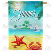 Summer Beach Critters House Flag