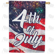 America Forever 4th Of July Fireworks House Flag