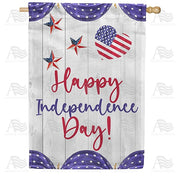 Happy Independence Day On White Wood House Flag