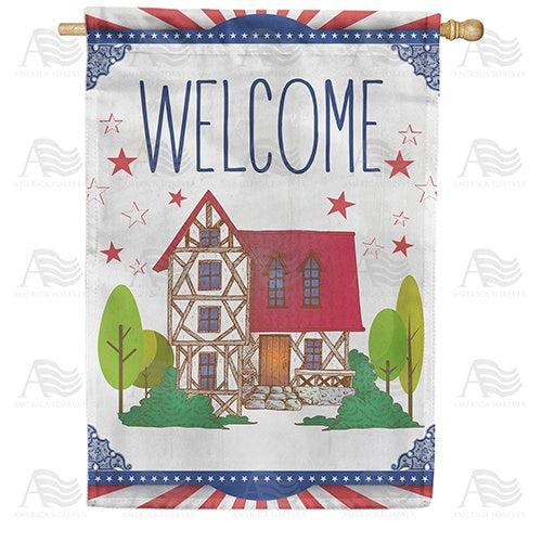 Folk Art Home Welcome House Flag